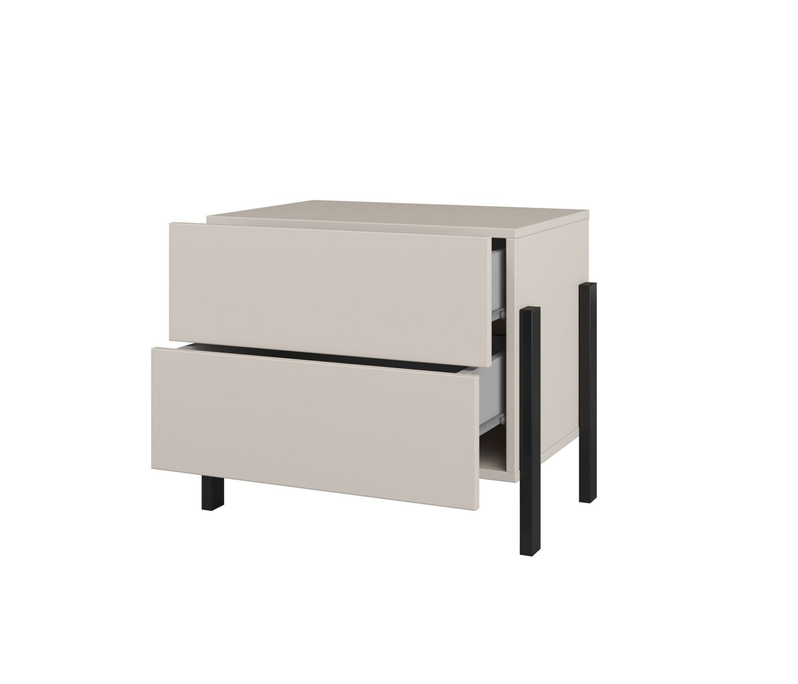 Yukon S - 2S bedside table with cashmere, black metal legs - Image 2