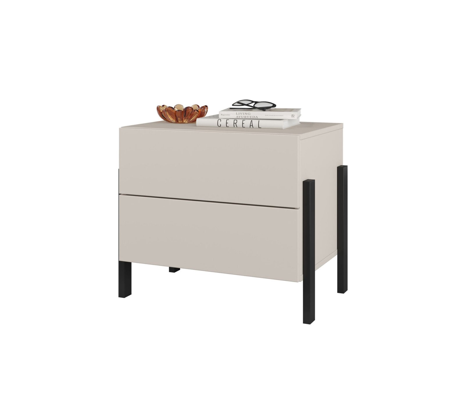 Yukon S - 2S bedside table with cashmere, black metal legs - Image 5