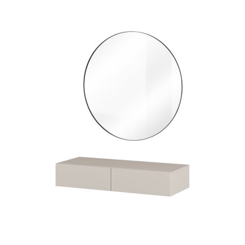 Jukon S – 2S wall-mounted dressing table with LED mirror, cashmere color, black metal legs
