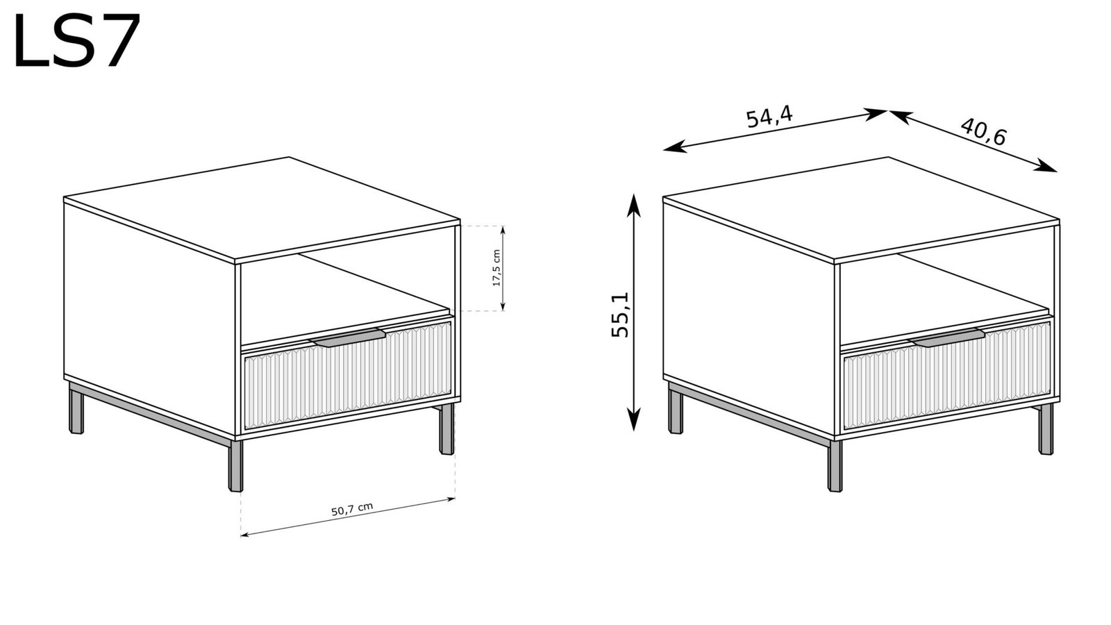 LINKaSTYLES-7 - Indigo bedside table with 1 drawer - Image 2