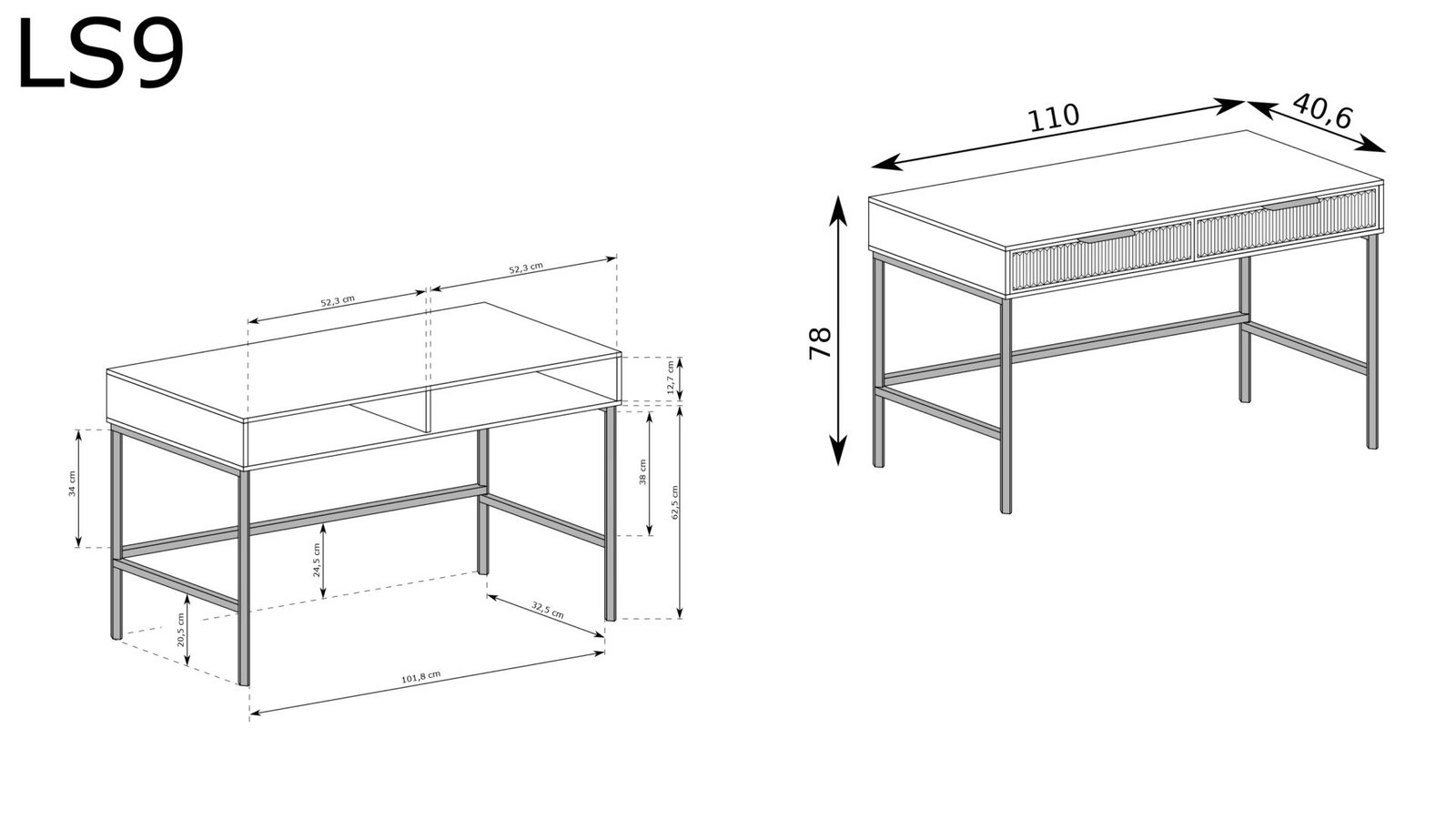 LINKaSTYLES-9 - Indigo Two-Drawer Console Dressing Table - Image 2