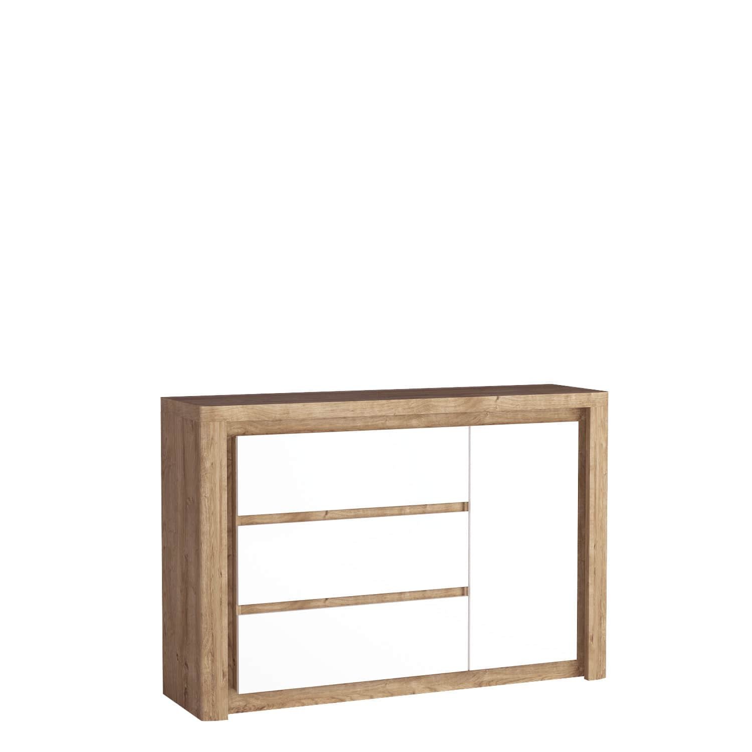 LIVINIO-15 - Chest of drawers 1D3S Ribbeck glossy white