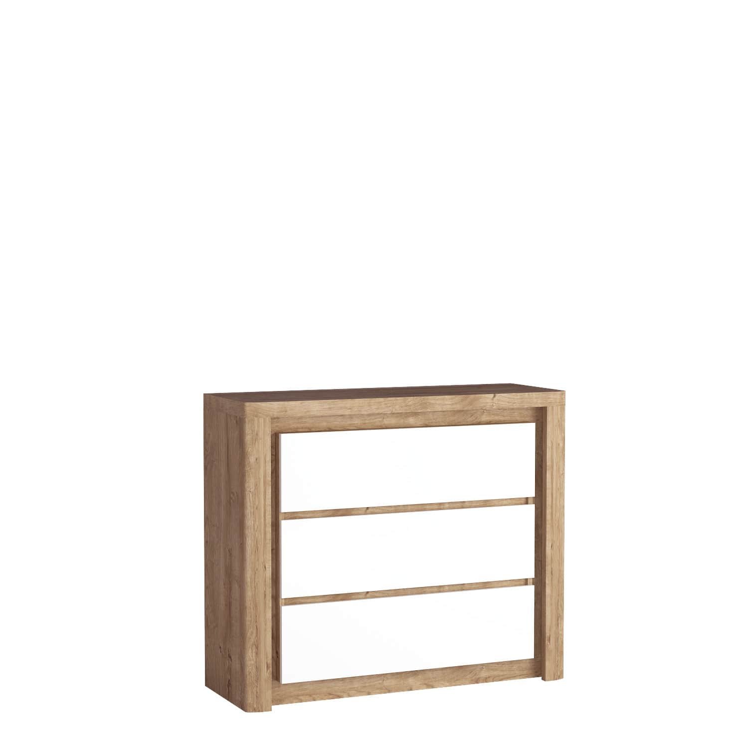 LIVINIO-6 - Ribbeck chest of drawers with 3 drawers, glossy white