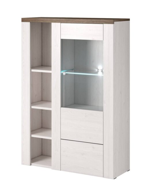 Larona tall chest of drawers with 1 door, Sibiu larch / Sonoma truffle color, with drawers