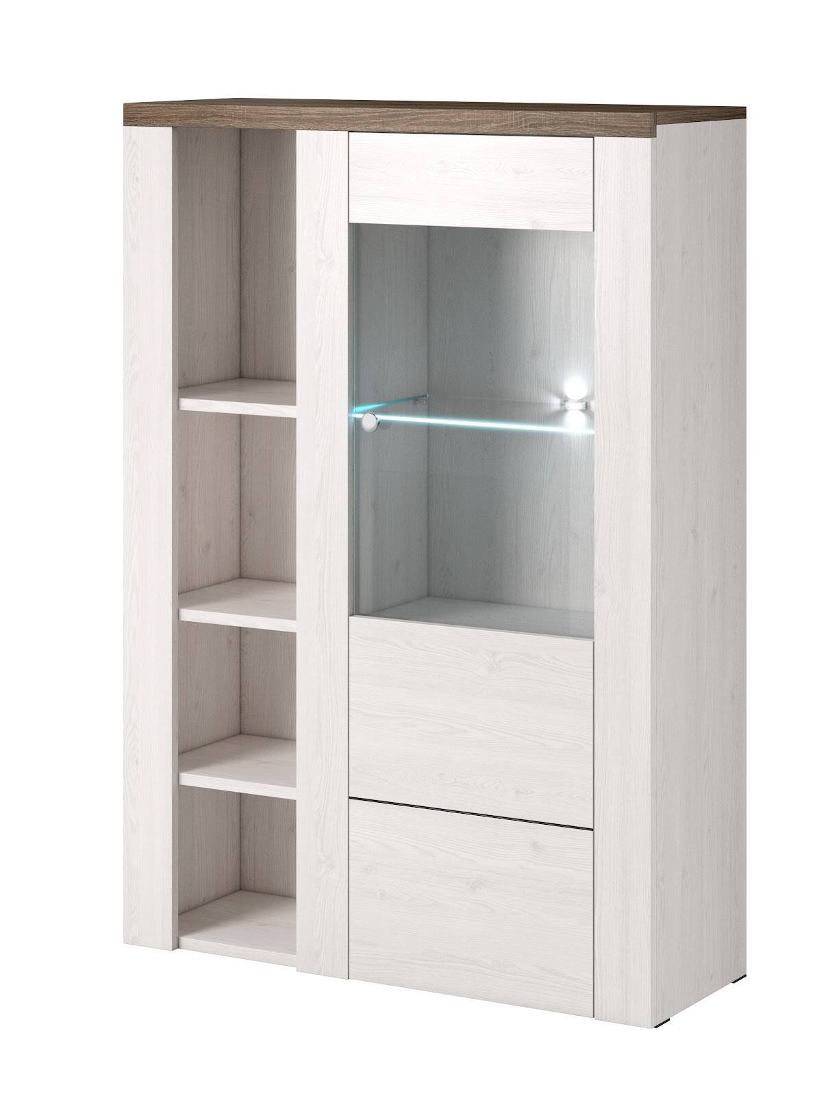 Larona tall chest of drawers with 1 door, Sibiu larch / Sonoma truffle color, with drawers