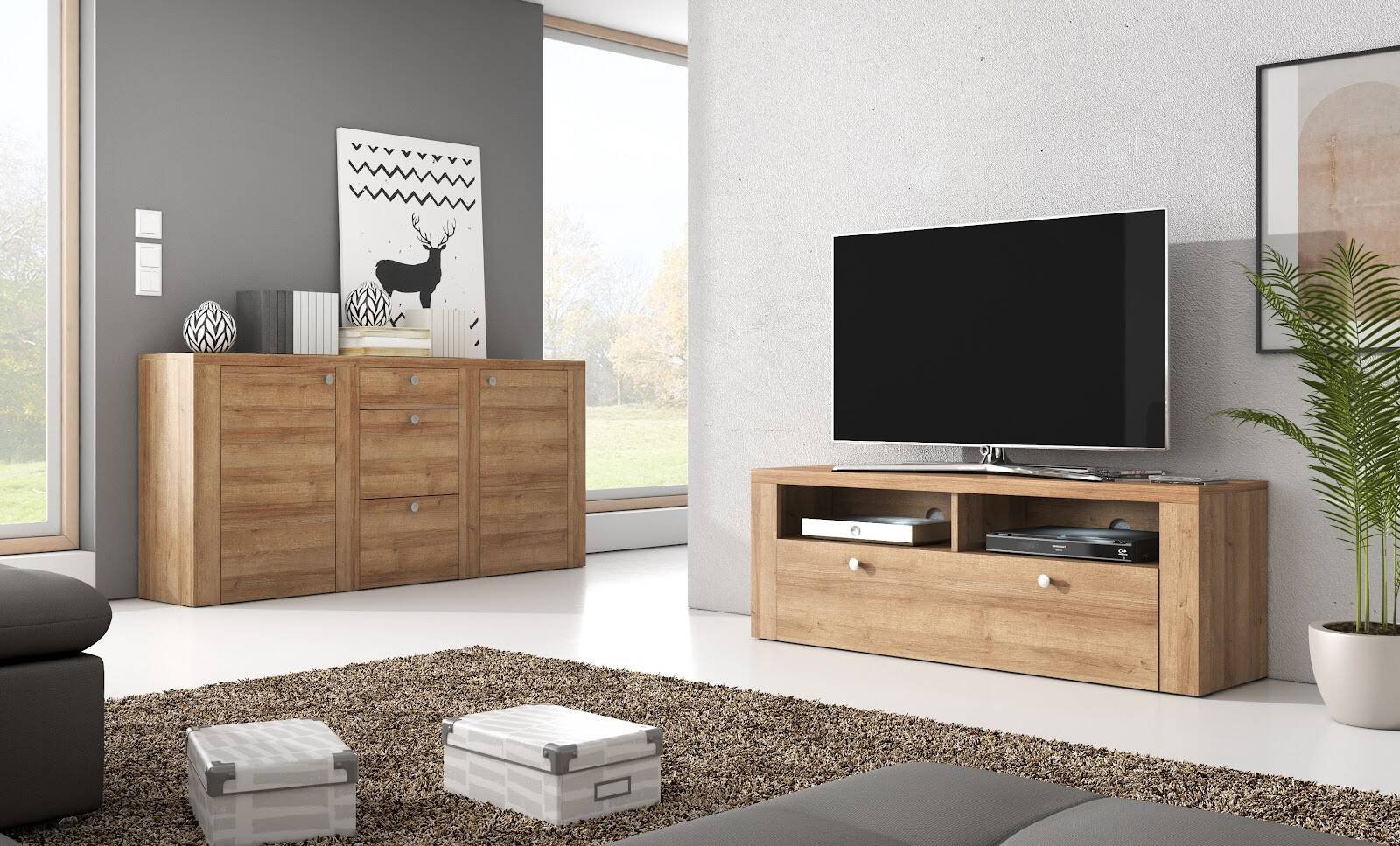 Larona two-door Riviera Oak chest of drawers - Image 3