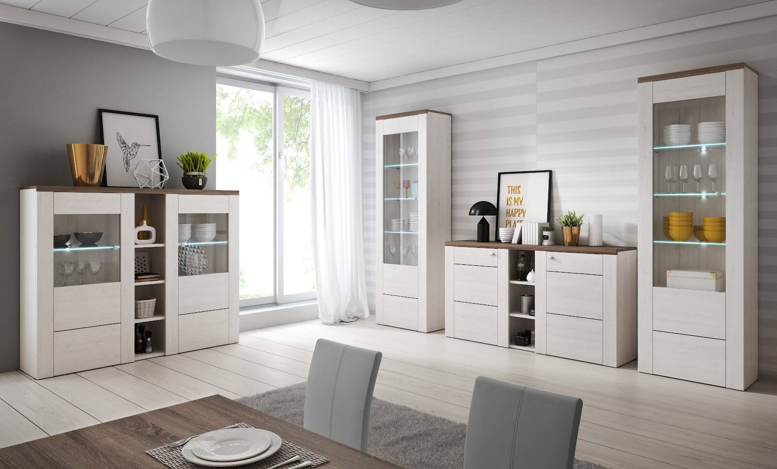 Larona chest of drawers with 2 doors, Sibiu larch / Sonoma truffle color - Image 3