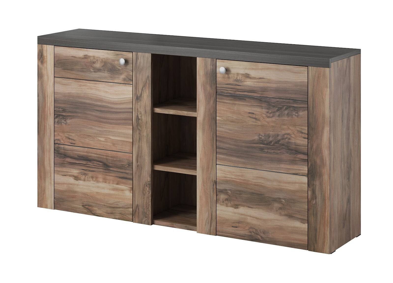 Larona chest of drawers with 2 drawers, satin walnut/rainwood color
