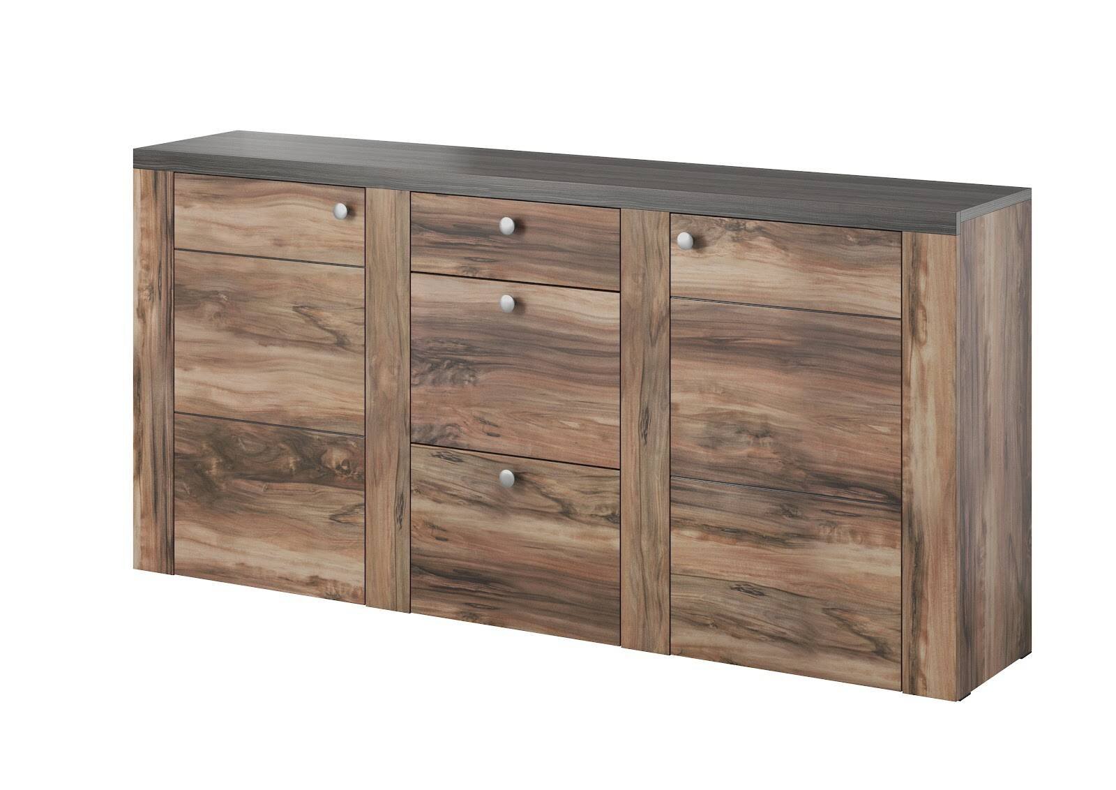 Larona chest of drawers, 2D3S, satin walnut/wood imitation