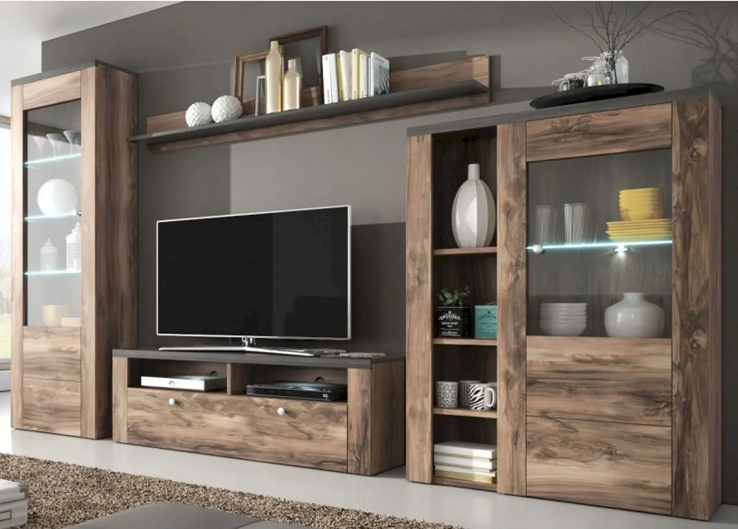 Larona wall cabinet 05+41+02+44 Satin walnut / Touchwood color