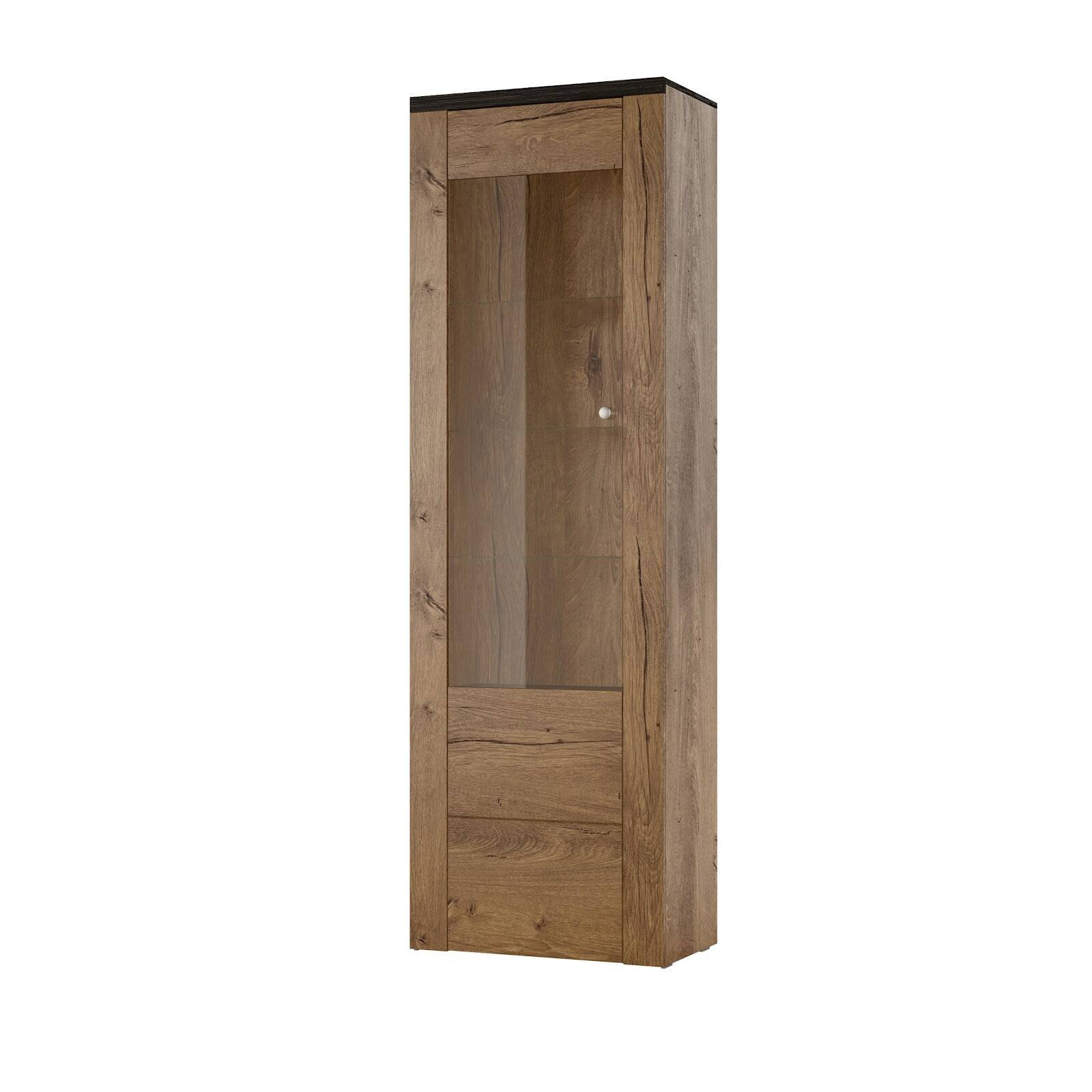 Larona 1-door display cabinet Lefkas Oak / Touchwood