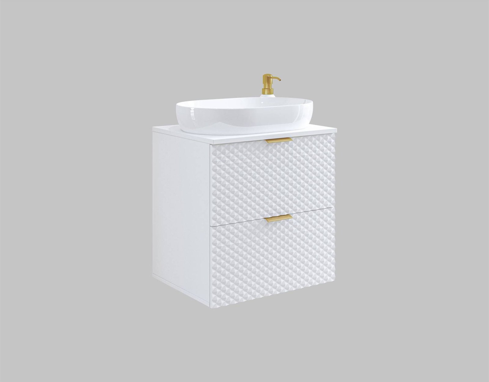 Laura - 2-S wall-mounted washbasin cabinet, 60 cm, matt white - Image 3