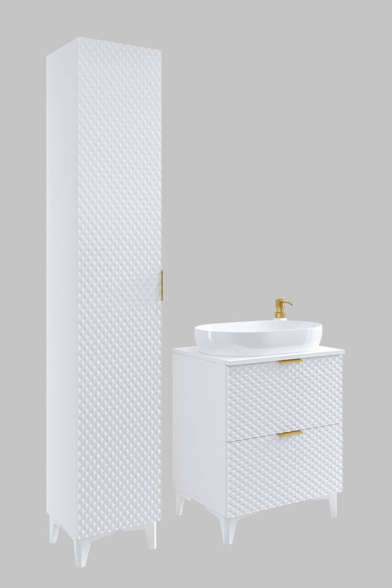 Laura - 2-S wall-mounted washbasin cabinet, 60 cm, matt white - Image 7