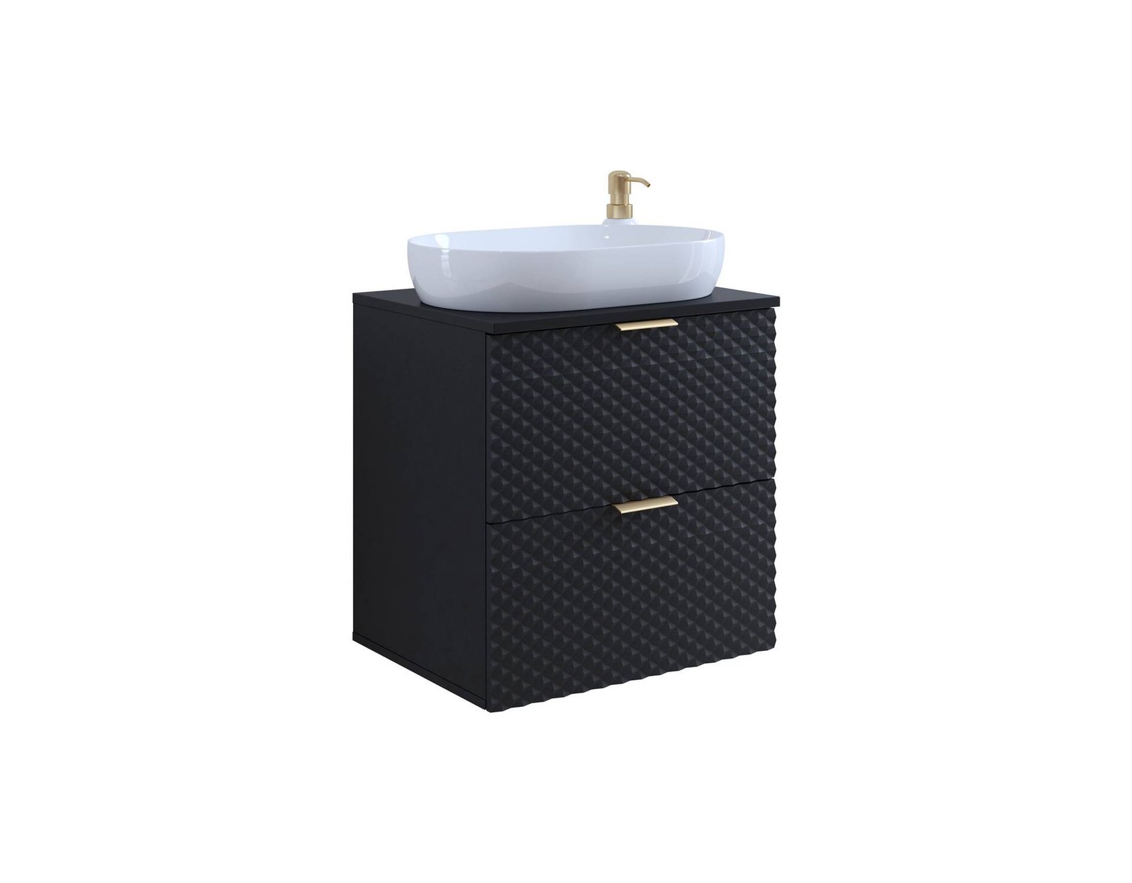 Laura - 2-S wall-mounted washbasin cabinet, 60 cm, matte black, onyx color - Image 5