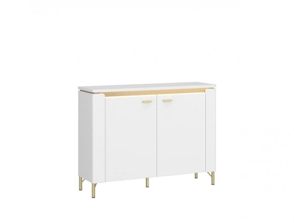Lazio LAZK01 – 2-door chest of drawers with LED lighting, Alpine white/glossy white