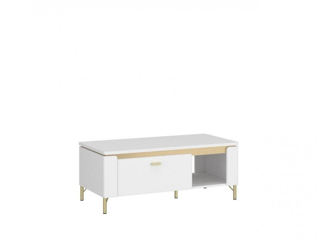 Lazio LAZT01 - 1-drawer chest, Alpine white/Glossy white/Gold