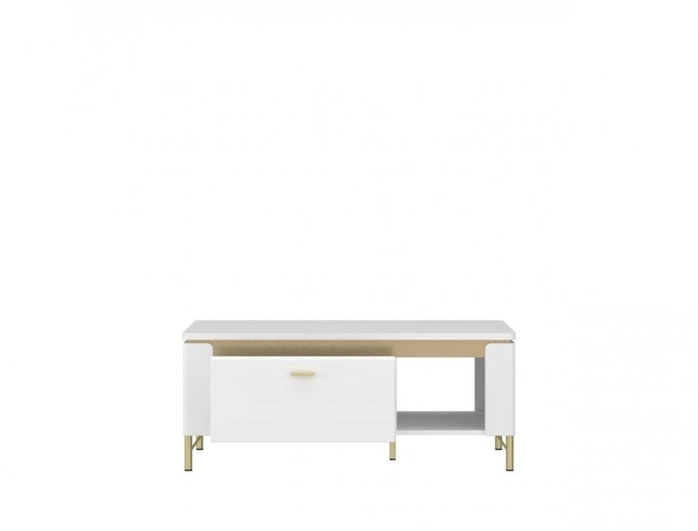 Lazio LAZT01 - 1-drawer chest, Alpine white/Glossy white/Gold - Image 2
