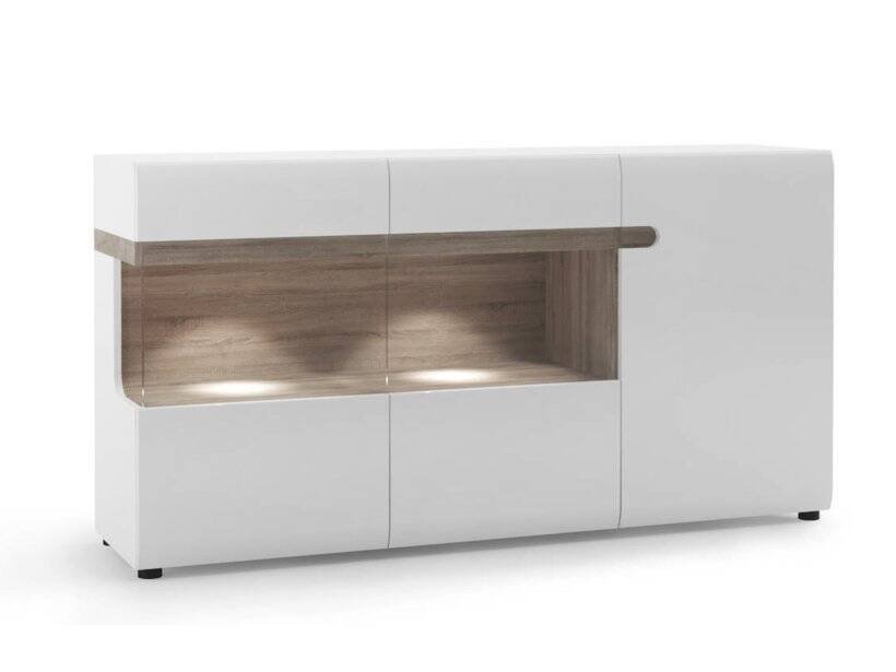 Linate TYPE 42 - 3-door chest of drawers, white/truffle oak