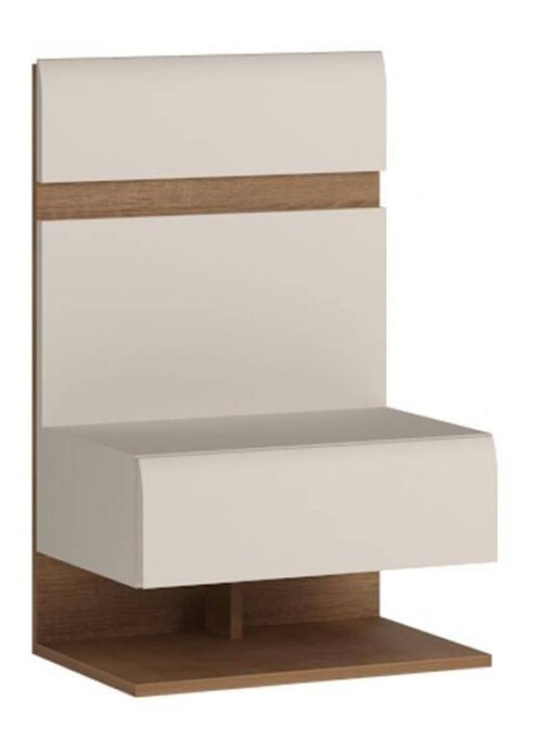 Linate TYPE 95 – Wall-mounted bedside table, white/truffle oak
