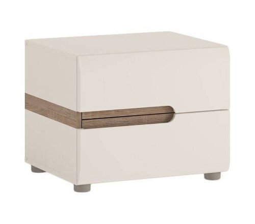 Linate TYPE 96 – 2S bedside table, white/truffle oak