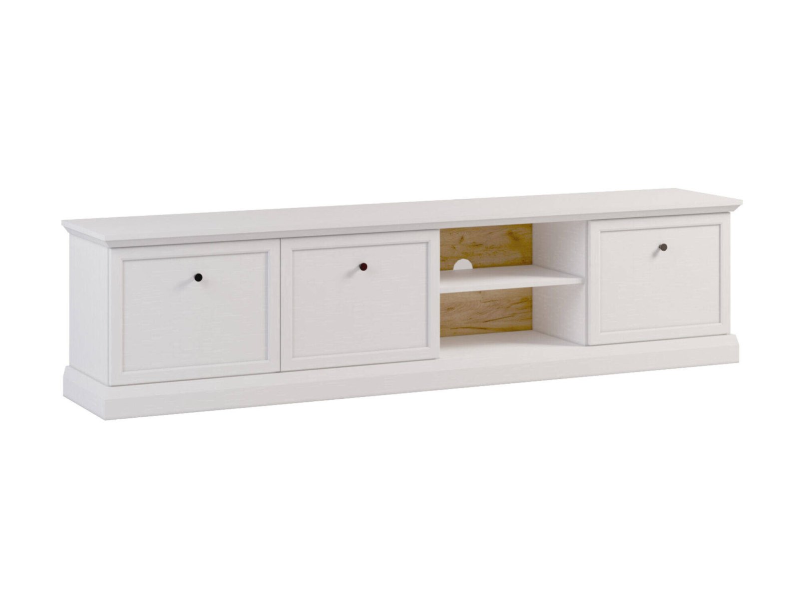Lucca RTV3D - 3-door TV cabinet in white opal/oak