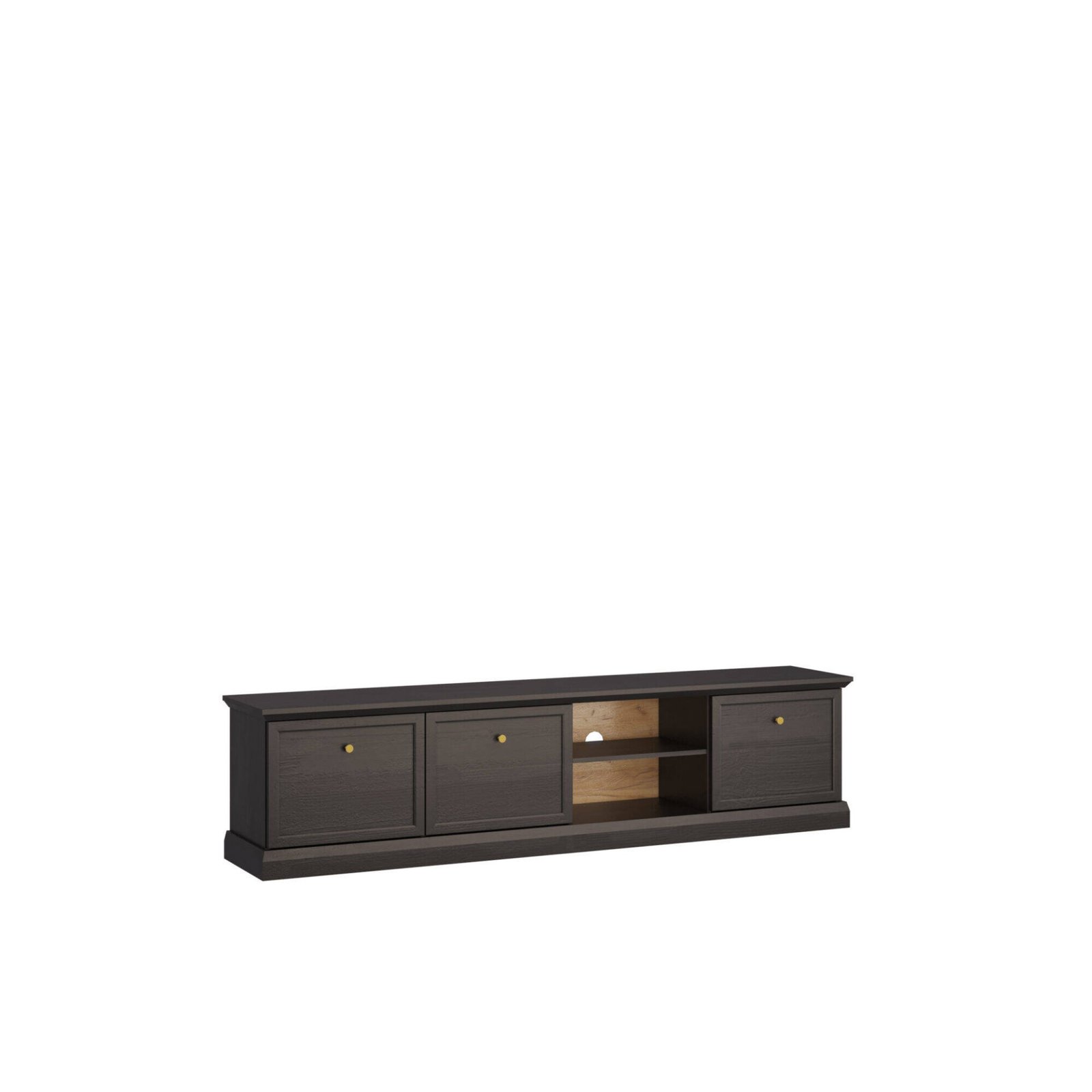 Lucca RTV3D - 3-door TV cabinet, black graphite/artificial oak