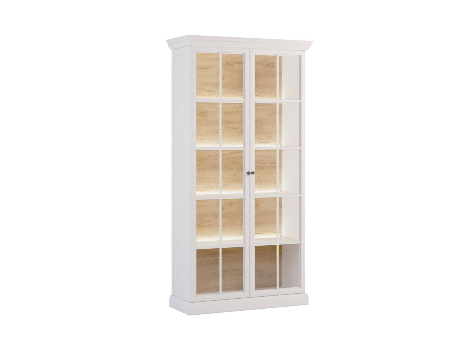 Lucca W2D - 2-door display cabinet, white opal/oak