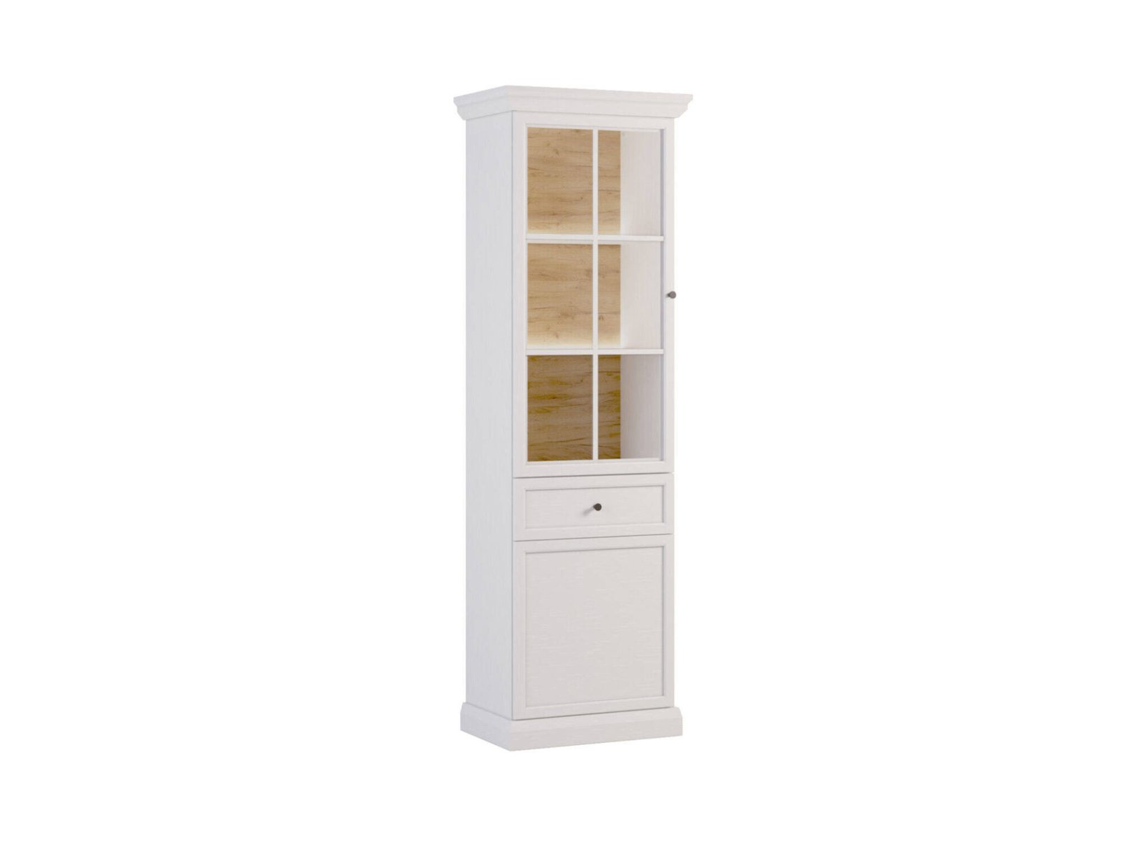 Lucca W2D1S - Display cabinet 2D1S, white opal / oak