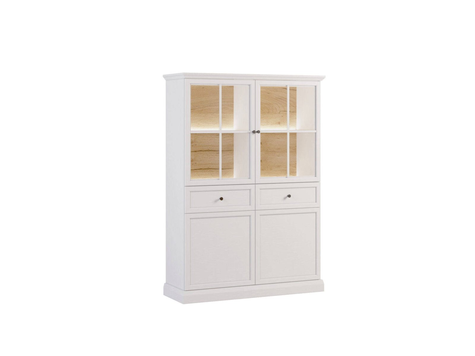 Lucca W4D2S - Display cabinet 4D2S, white opal / oak