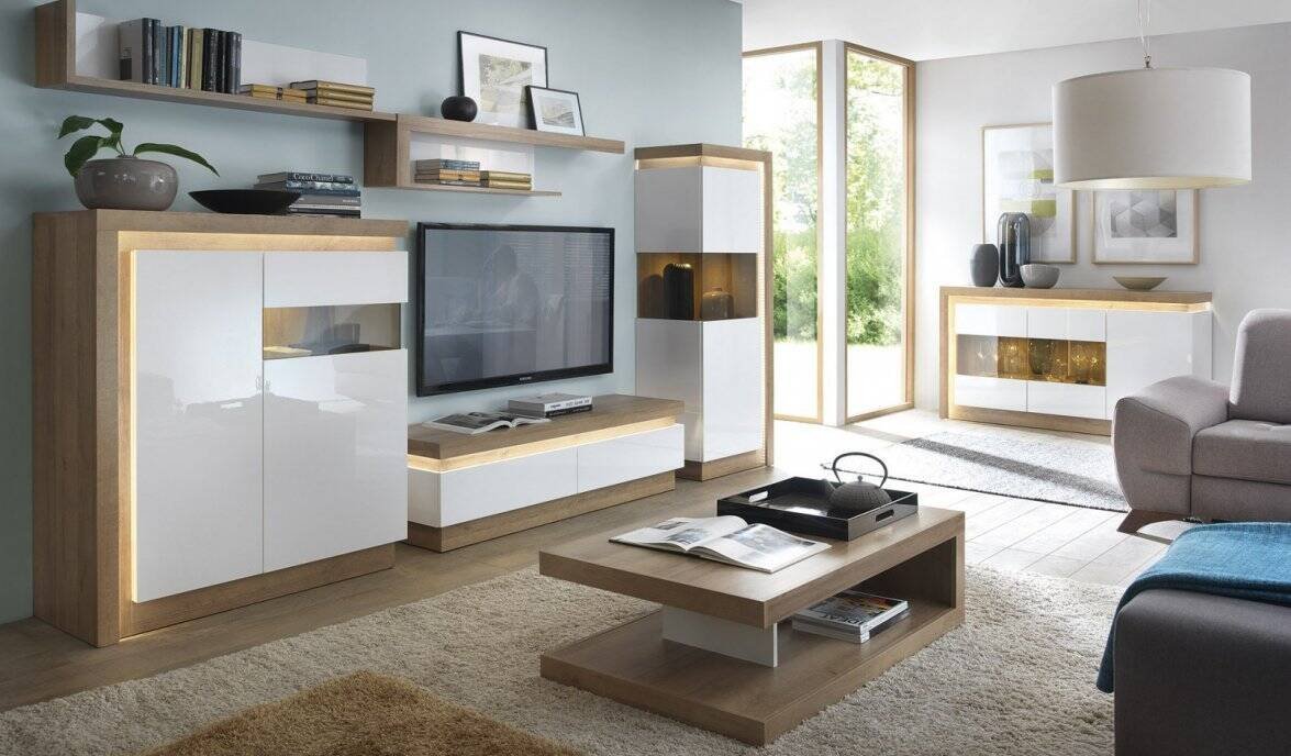 Lyon LYOV03P - Right display cabinet, 1 door, Riviera Oak light/white - Image 3