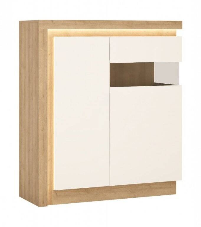 Lyon LYOV04P - Right-hand 2-door display cabinet, Riviera Oak light/white