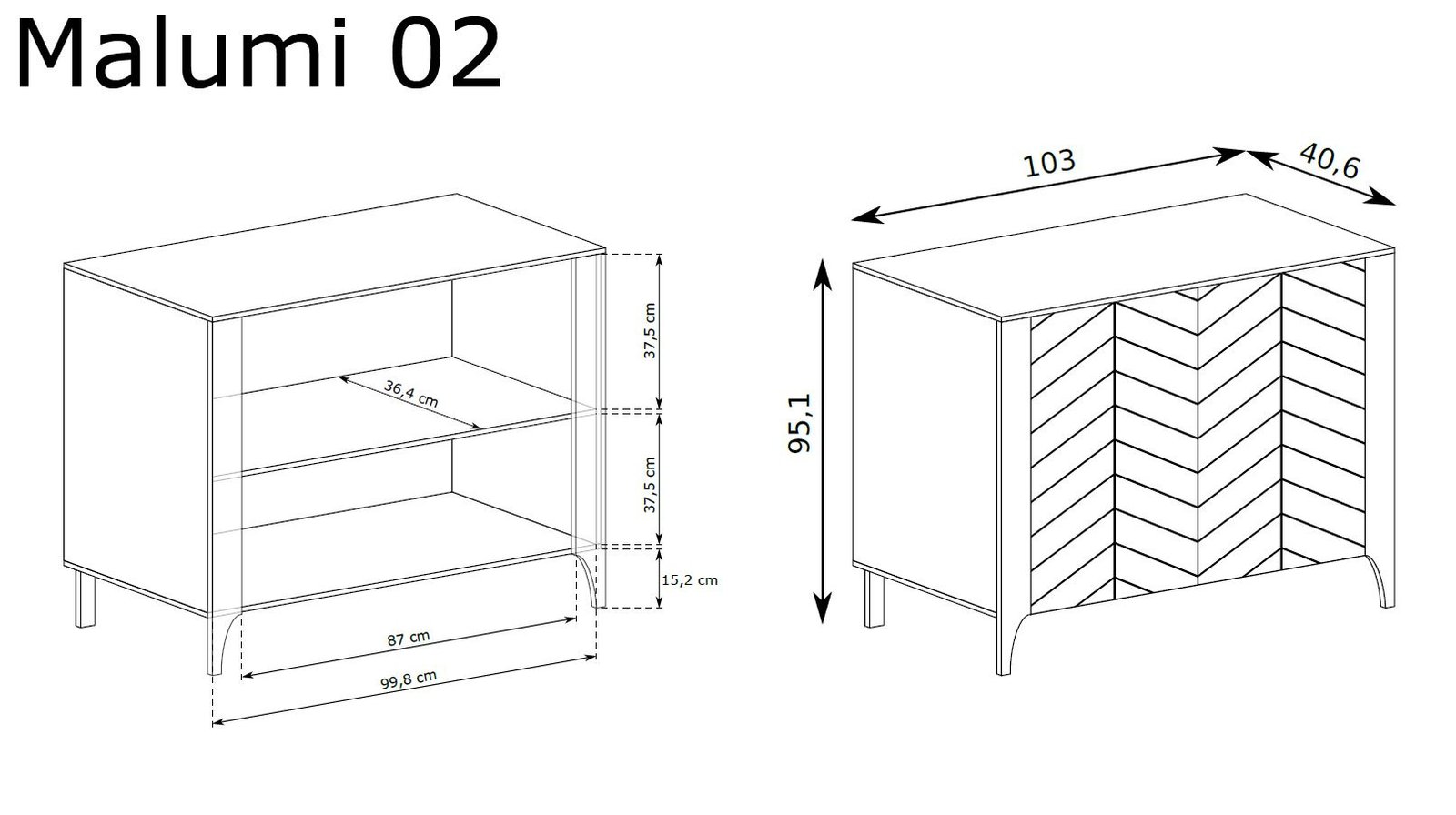MALUMI-2 - Cashmere 2-door chest of drawers - Image 2