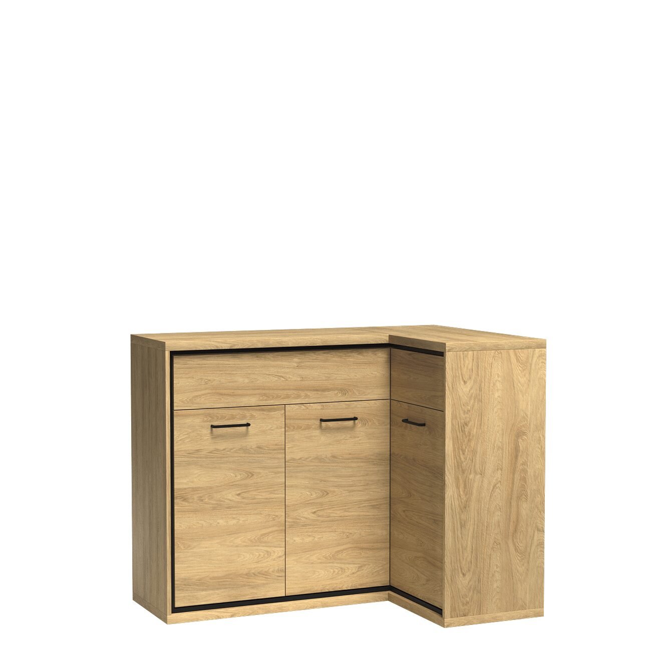 MILAN-15 - Corner chest of drawers 3D2S hickory wood