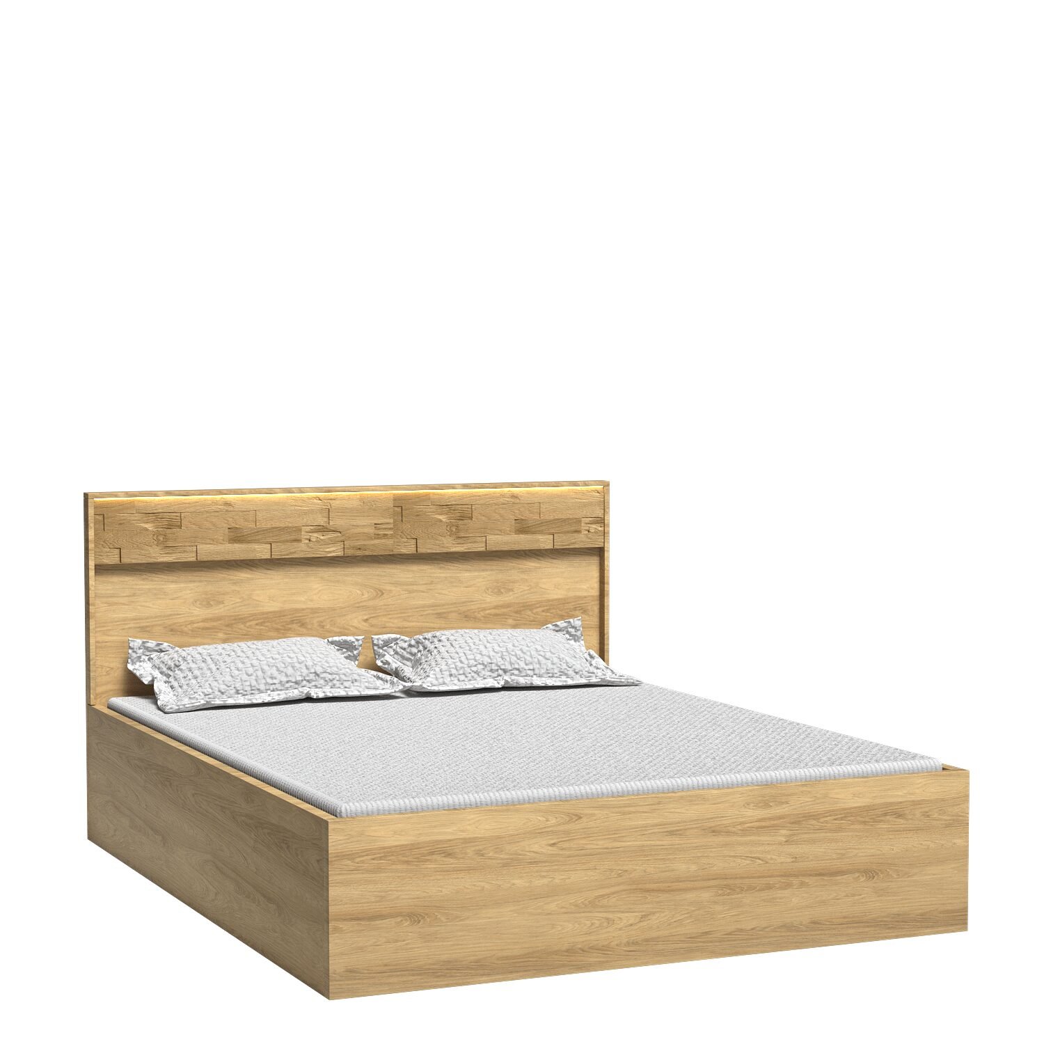 MEDIOLAN-9 - Bed with frame 160x200 cm, hickory wood