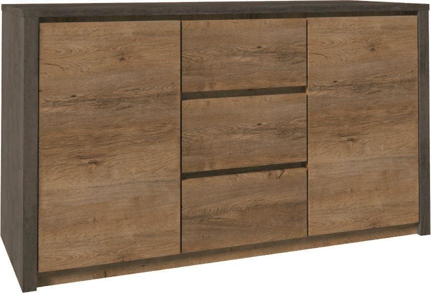 MONTANA GREY K2DP - Chest of drawers with 2 doors, Lefkas oak/light grey