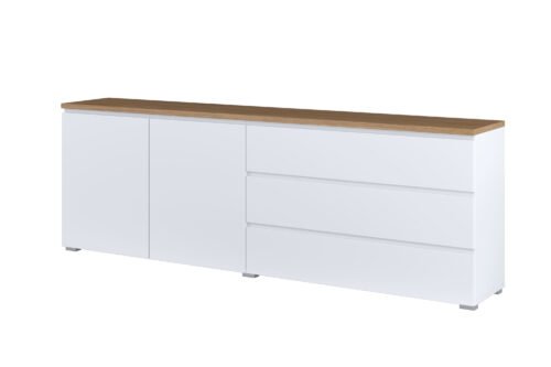 Modo – Chest of drawers 2D3S 200 cm matt white, pink oak