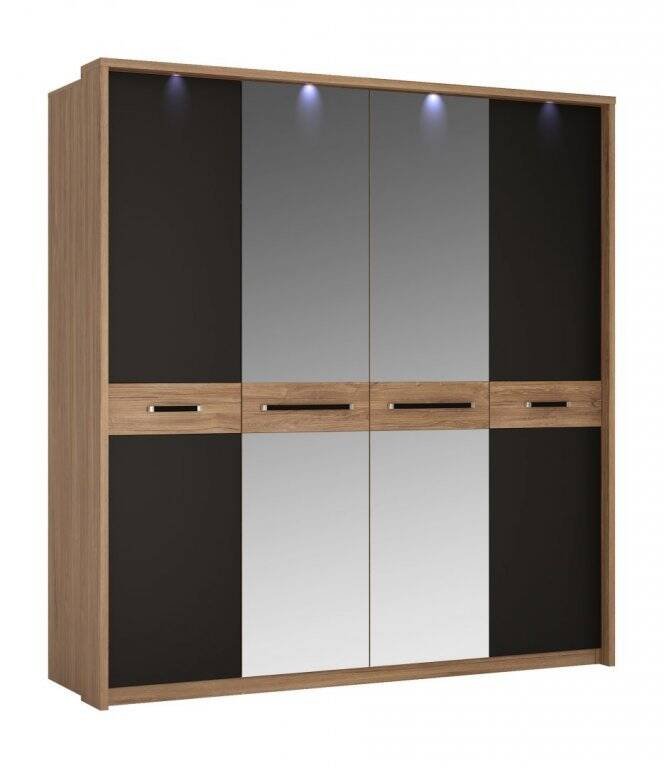 Monaco MOAS02 - 4-door wardrobe, Stirling oak/black