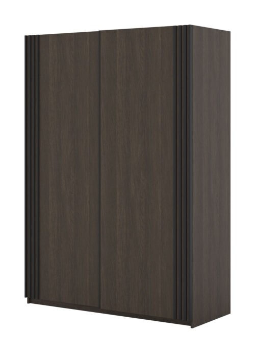 Niva – Wardrobe with 2 sliding doors, 150 cm, with Dunin oak black matt grille