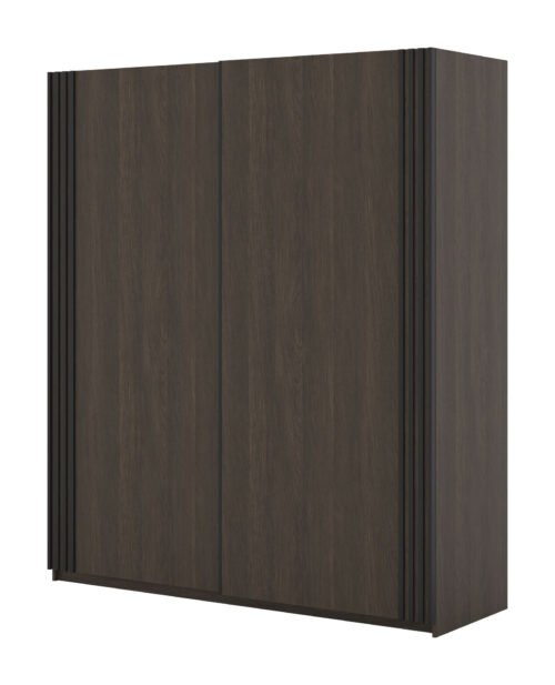 Niva – Wardrobe with 2 sliding doors, 180 cm, with Dunin oak black matt grille