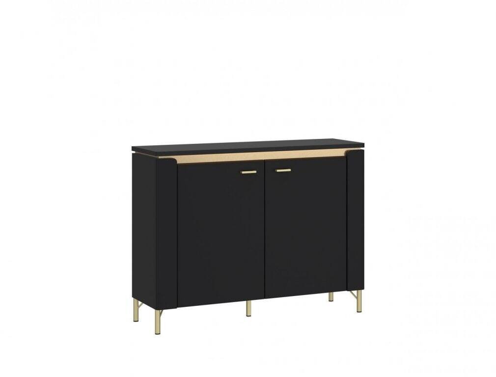 Norica LAZK01 - 2-door chest of drawers, matte black and gold