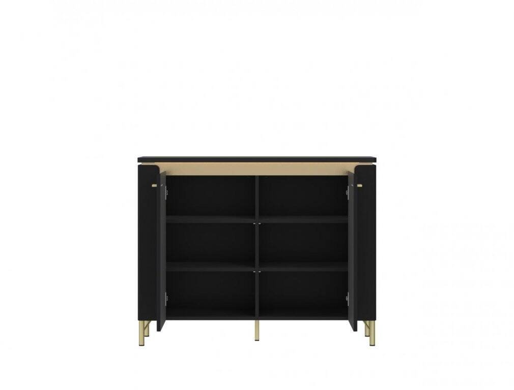 Norica LAZK01 - 2-door chest of drawers, matte black and gold - Image 2