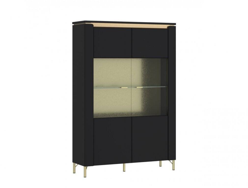 Norica LAZV02 - 2-door display cabinet, matte black and gold