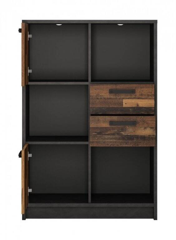 Nubi NUBR02 - Low bookshelf 2D2S Dark matte/Antique style - Image 2