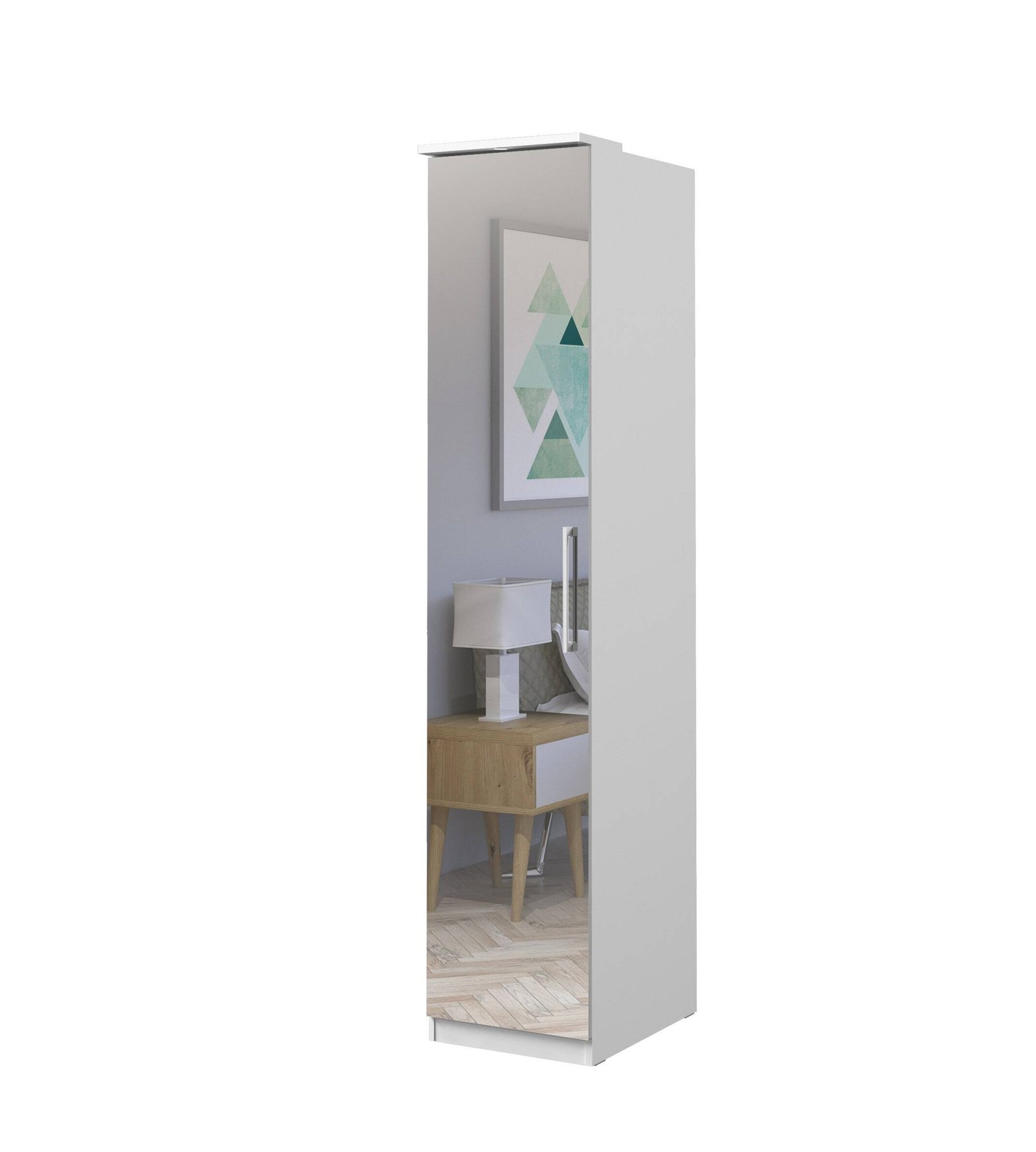 Optima 1-door wardrobe with mirror, white/mirror