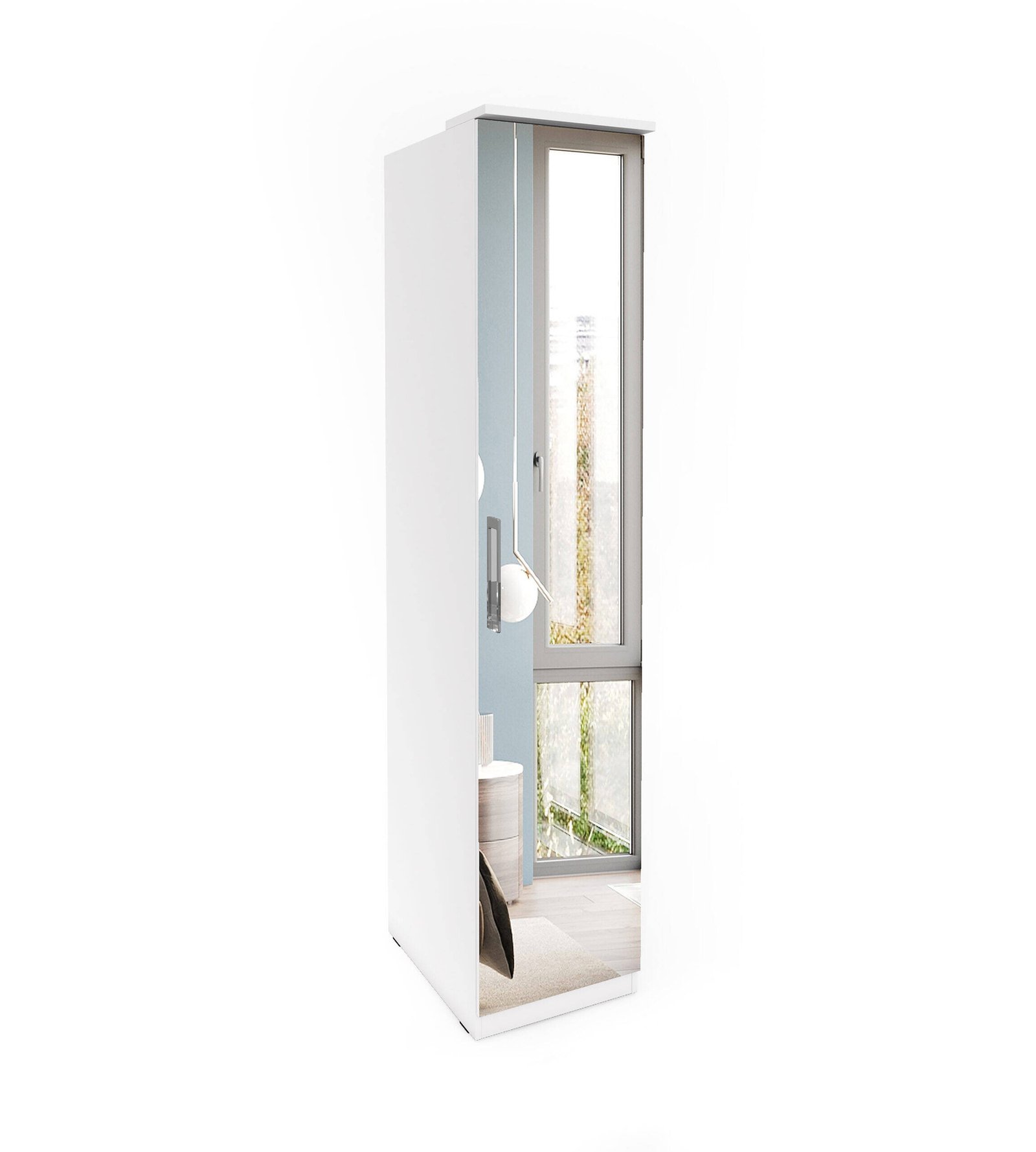 Optima 1-door wardrobe with mirror, white/mirror - Image 2