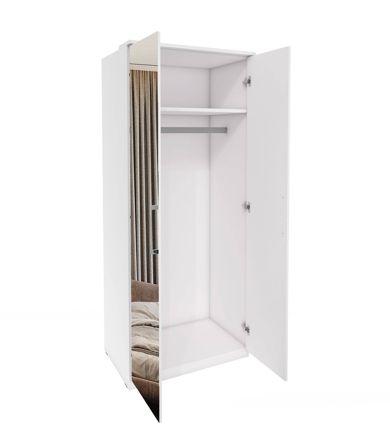 Optima two-door wardrobe with mirror, white/mirror - Image 4