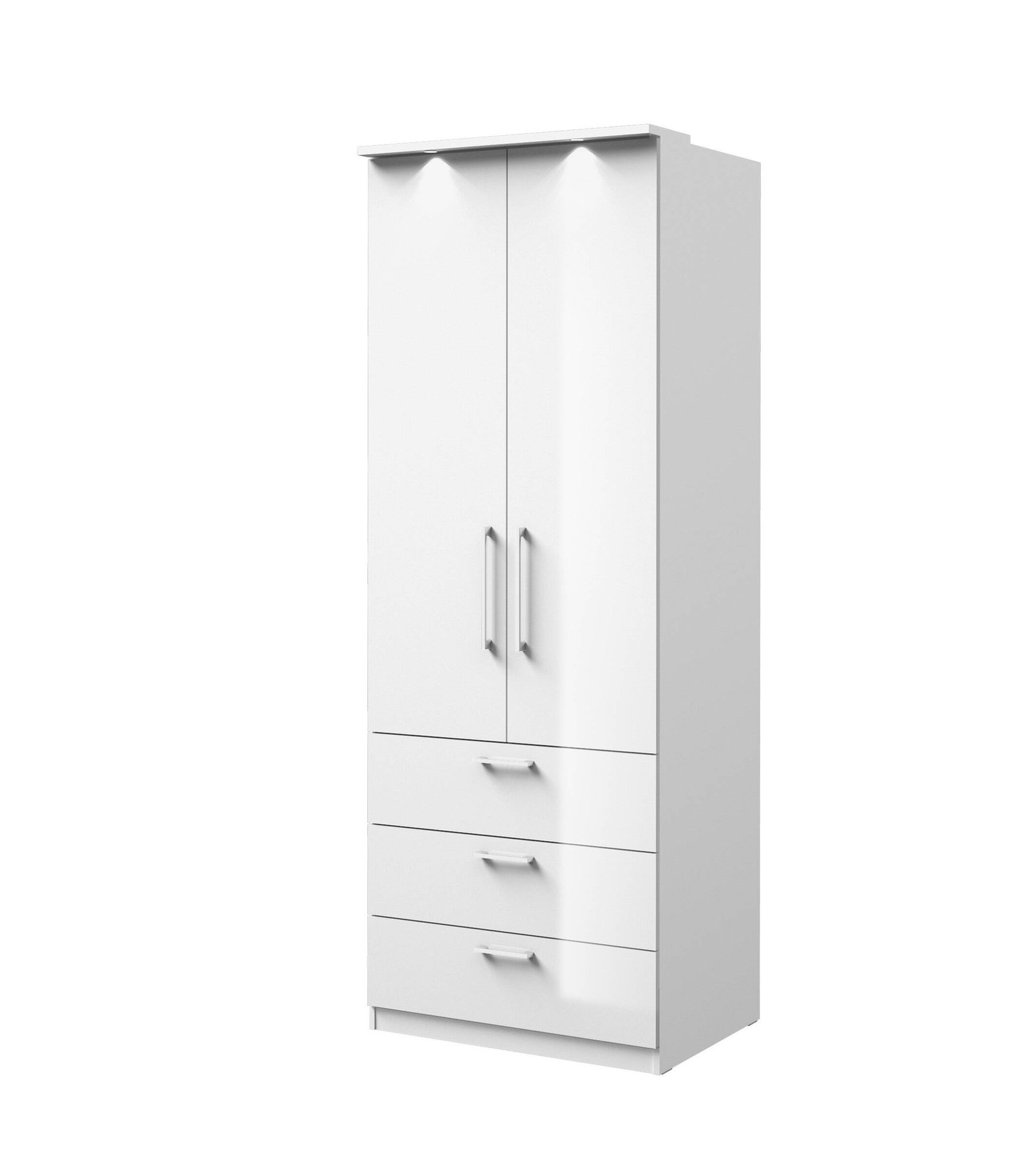 Optima wardrobe 2D3S, white / glossy white