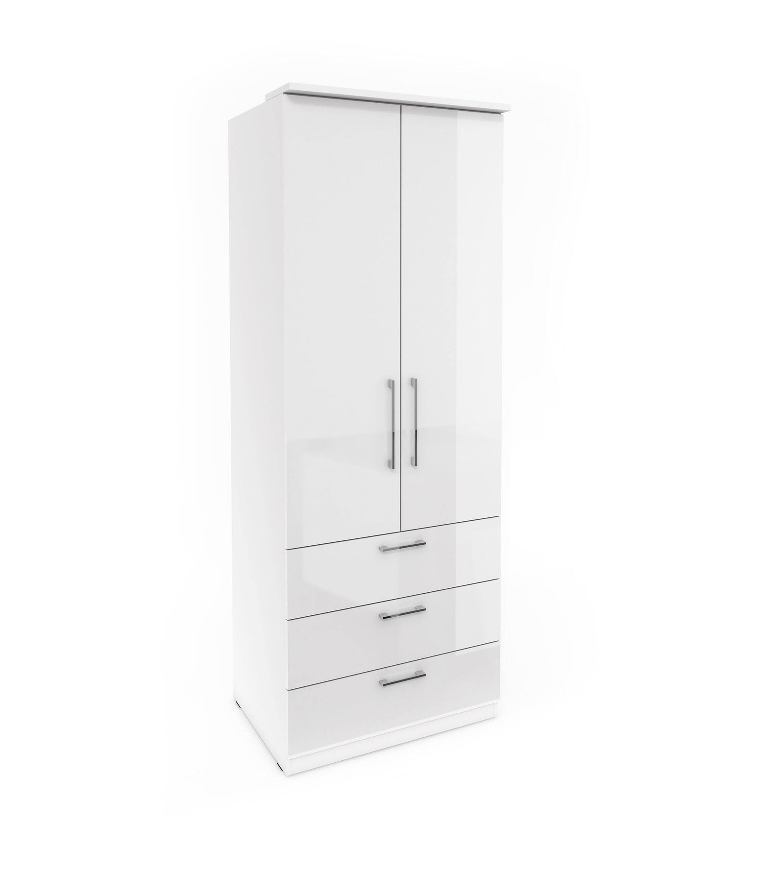 Optima wardrobe 2D3S, white / glossy white - Image 2