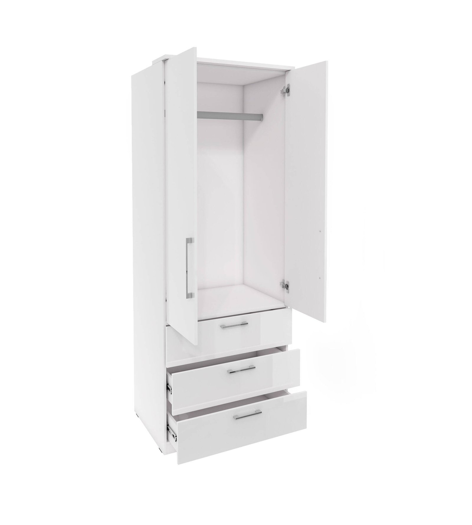 Optima wardrobe 2D3S, white / glossy white - Image 4