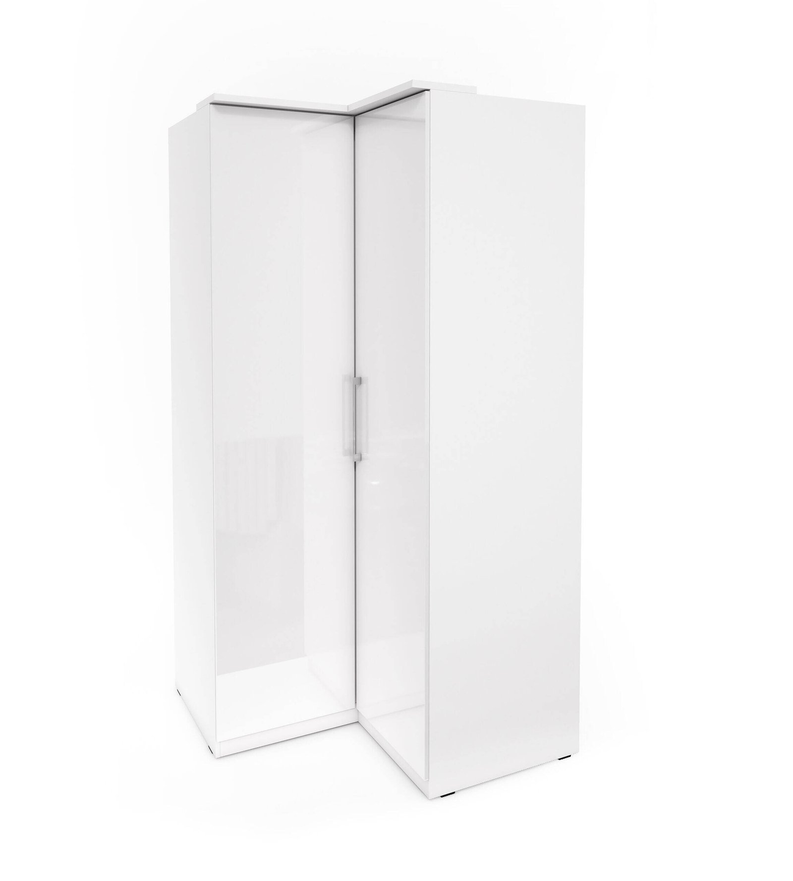 Optima 2-door corner wardrobe, white / glossy white